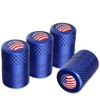 CKAuto American Flag Valve Stem Caps, Aluminum USA Tire Valve Caps, Universal Dust Proof Stem Covers for Cars, Trucks, Bikes, Motorcycles, Bicycles, Corrosion Resistant, 4 Pack(Blue)