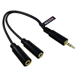 rhinocables Stereo Jack Cable Splitter, Jack Splitter, Male Jack Plug to 2x Female Jack Sockets - Audio Cable, Audio Signal from 1 Device to 2 Outputs (20cm 3.5mm Splitter)