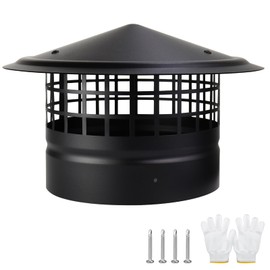 8 Inch Cone Top Chimney Cap with Screen,8"Round Roof Rain Chimney Cover Fireplace Wood Stove Pipe Rain Cap Fireplace Exhaust Roof Vent Cover Outside Guard-Galvanized Steel,Maximize Airflow Better Vent