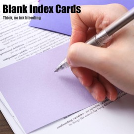 Koogel 300PCS Index Cards, 3x5 Inch Colored Index Cards Blank Flash Cards 5 Colors Note Cards Study Cards Notecards for School Learning Office Game Cards Purple