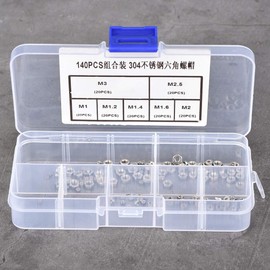 Pack of 140 Hexagon Nuts M1/M1.2/M1.4/M1.6/M2/M2.5/M3 M1.4 Nut Thread Stainless Steel Hex Nuts
