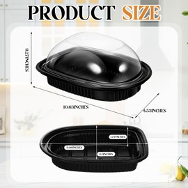 Hushee 20 Pack Large Rotisserie Chicken Roaster Container with Lids Black Plastic Chicken Food Storage Container Carrier Without Handle Rectangular Take out Reusable Storage High Dome Clear Lid
