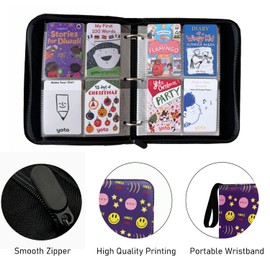 Thisness Card Holder for Yoto Cards 120 Cards Capacity Card Case Storage Organizer with Zipper Card Binder for Yoto Player Cards and Yoto Mini Cards, Purple Smile