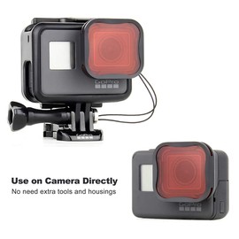 GEPULY 3-Pack Camera Lens Filter Set for GoPro Hero 5/6/7 Black/Hero (2018) Cameras, Includes ND8 Filter, Light Red Filter and Magenta Filter - Can be Used on Camera Lens Directly