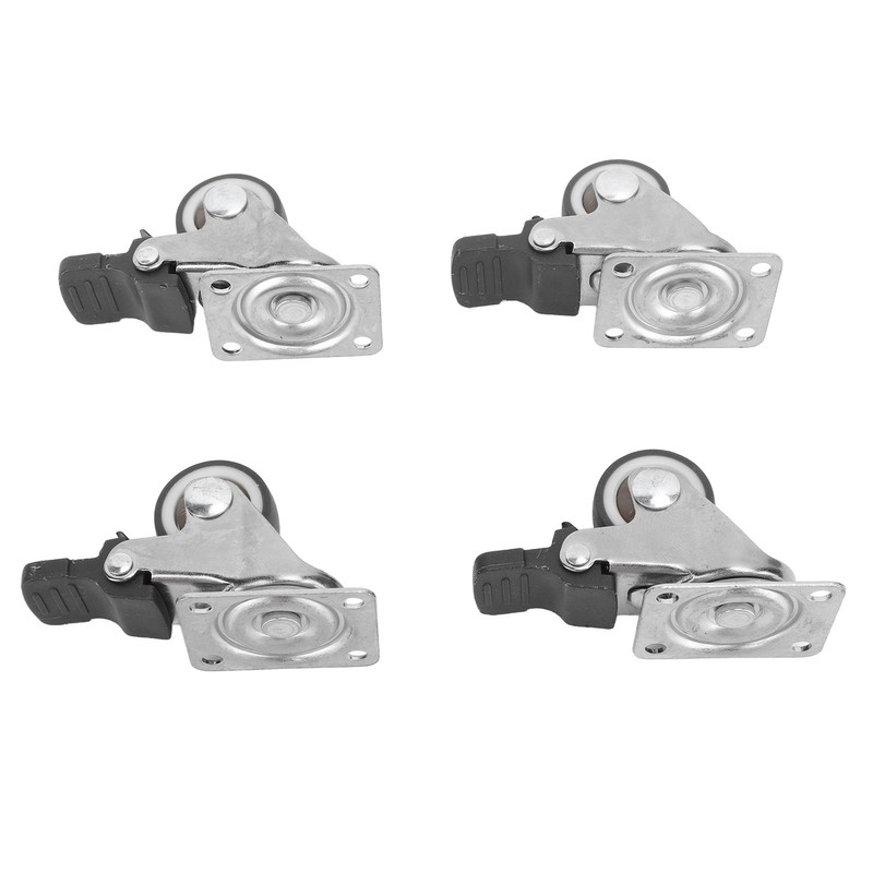 4Pcs Small Caster Wheels 1in Diameter Steel Rubber Rotating Locking