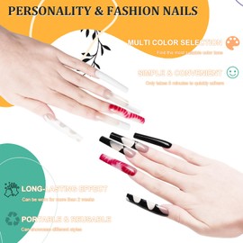 Yocieco Long Press On Nails - 20 Pcs Fake Acrylic Nails with Coffin Design, Stick On Fasle Nails with Square Curve, Handmade Press Ons for Women, Medium