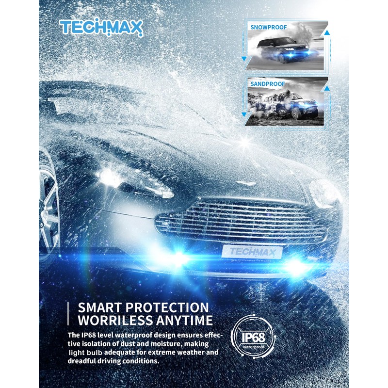 TECHMAX H4 Bulb - 800% Super Brighter, 6500K Xenon White