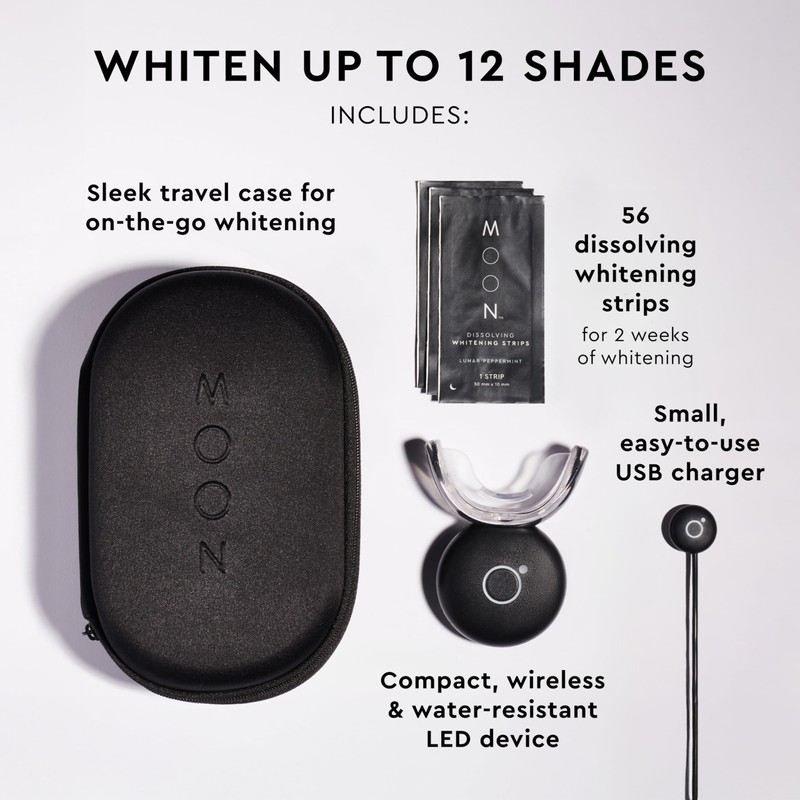 MOON LED Teeth Whitening Kit - Gentle Teeth Whitener Device,