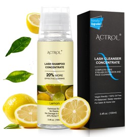 ACTROL Eyelash Shampoo Concentrate 100ml Lash Cleanser Concentrate Lash Wash Concentrate Upgrade Shampoo for Lashes DIY Eyelash Extensions Shampoo Lemon