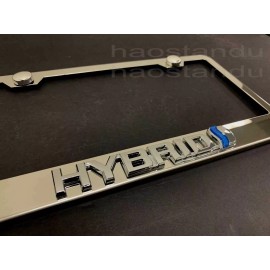License Plate Frame Shop 1x "HYBRID" ForToyota 3D Emblem STAINLESS STEEL License Plate Frame RUST FREE