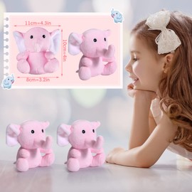 Jenaai 12 Pcs Mini Elephant Stuffed Animals 4 Inches Small Cute Soft Forest Plush Elephant Toys for Boys Girls Baby Shower Decorations Elephant Themed Birthday Party Supplies(Pink)