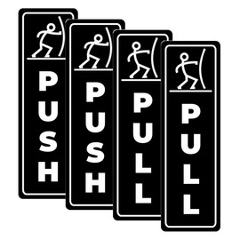 PreZiouz 2 Set Vertical Push Pull Door Signs, 2" x 5" Acrylic Pull Push Door Sign for Office Restaurant Store Hotel Business, Easy Installation with Double-Sided Adhesive Tape