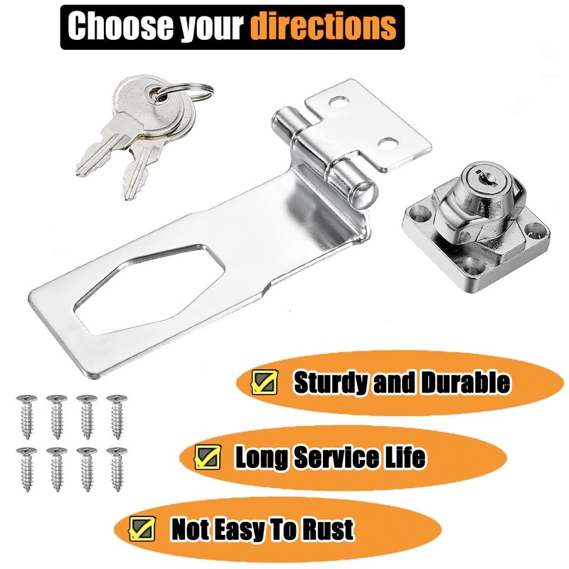 ZiYuya Padlock Hasp Right Angle 90 Degrees Safety Hasp Lock