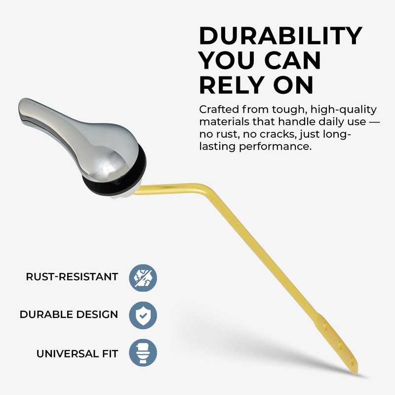 Qualihome Universal Toilet Tank Flush Lever, Chrome Finish Handle with