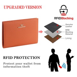 Royal Bagger Genuine Leather RFID Blocking Passport Wallets, Casual Style Credit Card Holder for Women, Travel Wallet Purse 3090 (Orange)