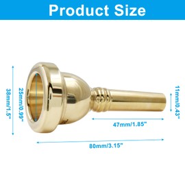 Litoexpe 1 Pcs Trombone Mouthpiece 6 1/2AL, Trombone Instrument Mouthpiece (Gold)