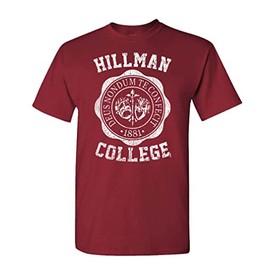 The Goozler Hillman College - Retro 80s Sitcom tv - Mens Cotton T-Shirt, M, Maroon