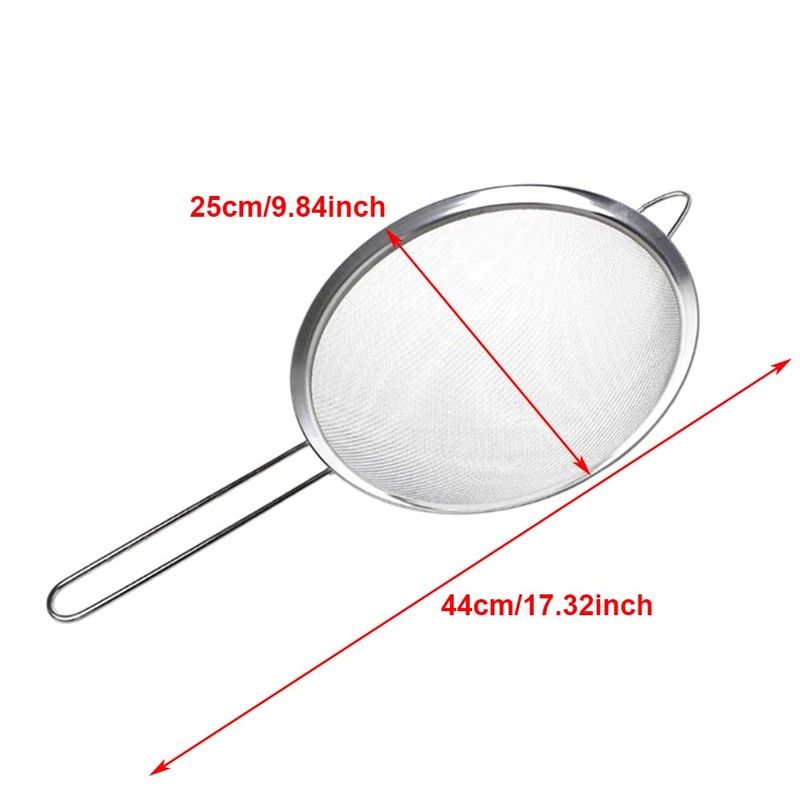 25CM Stainless Steel Strainer Fine Mesh Strainer Kitchen Sieve Fine