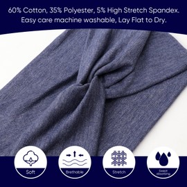 AQOKKA Extra Wide Headbands for Women Large Turban Headband Non Slip Boho Elastic Hairband Hair Twisted Knot Head Bands Accessories