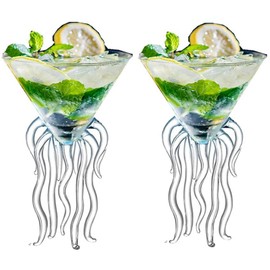 Hemoton Crystal Flutes Goblet 2Pcs Octopus Cocktail Glass, Transparent Martini Glass Margarita Glasses Creative Glass Cup Juice Glass Goblet, for Kitchen Bar Party Wedding Glasses