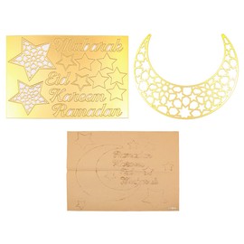 Hsthe Sea Ramadan Dekoration Set, Wandkunst-Dekoration 3D-Ramadan -Mondstern-Acryl-Wandaufkleber, Islamische Muslimische DIY Selbstklebende Wandaufkleber, Heimdekoration (Gold)