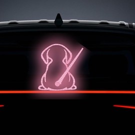 Nouiroy Reflective Puppy Decal for Rear Windshield,Cute Back Dog Car Sticker Rear Wiper Decal Funny Dog Moving Tail Stickers Reflecitve for Car Rear Wiper Decal (Pink, Hollowed-Out)