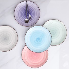 Selamica Ceramic 10 inch Dinner Plates, Large Dessert Salad Plates, Porcelain Serving Plate for Appetizer, Pancakes, Steak, Set of 6, Black Speckles, Gradient Color