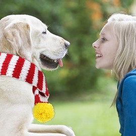 ZTA Dog Knitted Scarf for Dogs Cats Santa Red White Scarf Winter Neck Warmer Pet Apparel Costume (Large)