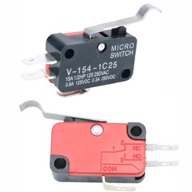 Szliyands 20-Pack V-154-1C25 Micro Limit Switch Momentary SPDT Snap Action 3 Pin Long Straight Hinge Lever Type Arm