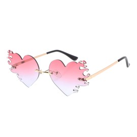 CHILDWEET 1pair Creative Frameless Heart Flame Sunglasses Unique Party Eyewear for Men Women for Festivals Beach Parties and Photo Props Fashion Sunglasses Sturdy Design