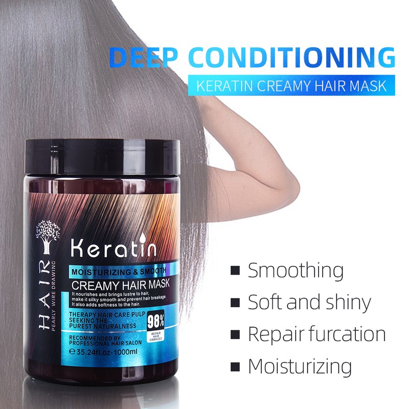(Keratin Creamy 1L) Keratin Moisturizing & Smoothing Creamy Hair Mask