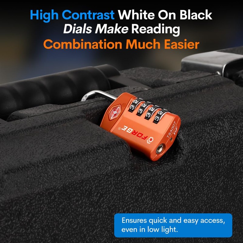 Forge 4-Digit Combination Lock, TSA Approved Locks for Luggage, Travel,