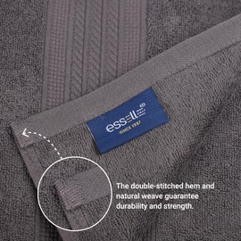 ESSELL 24/7 Aurora Collection 6 Piece Bath Towel Set, 100% Cotton, Durable, Quick Dry & Light Weight, 2 Bath Towels, 2 Hand Towels, 2 Washcloths - Charcoal