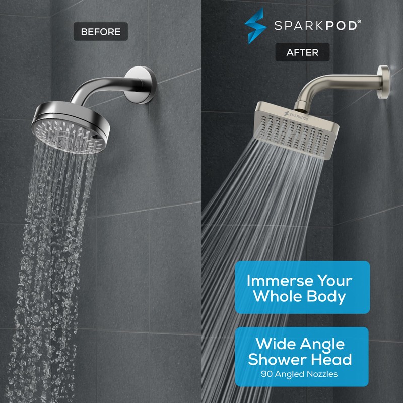 SparkPod Shower Head - High Pressure Rain - Premium Quality