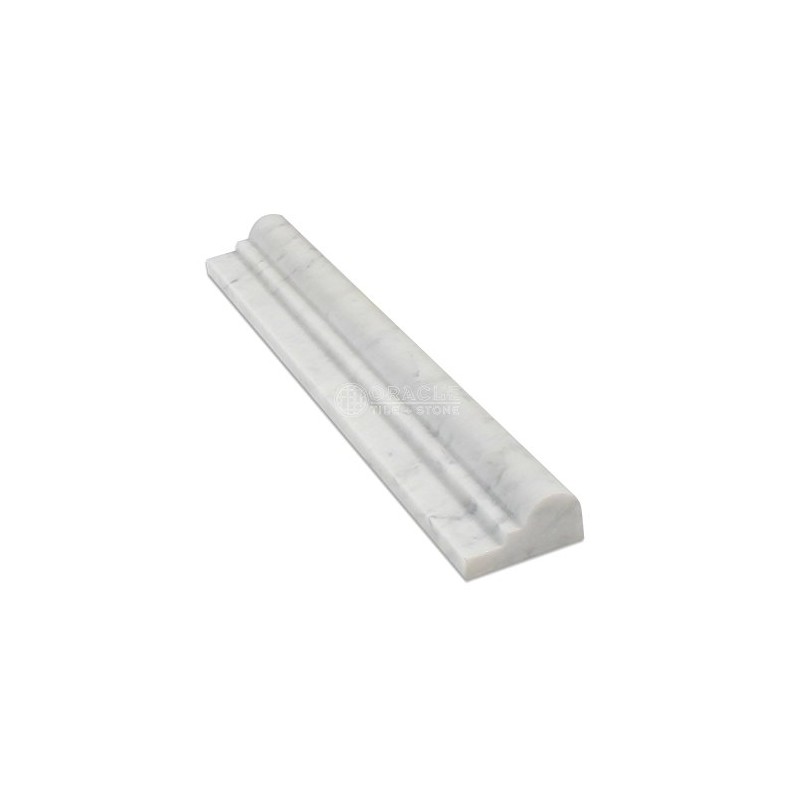 White Bianco Carrara Marble 2x12 Ogee Chair Rail Liner Trim