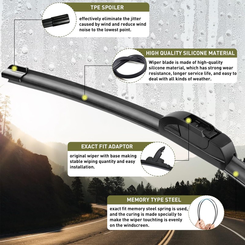 22"+22" Windshield Wiper Blades All-Season Durable and Stable Wiper Blades
