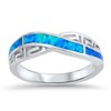 Infinity Knot Greek Key Blue Simulated Opal Ring .925 Sterling