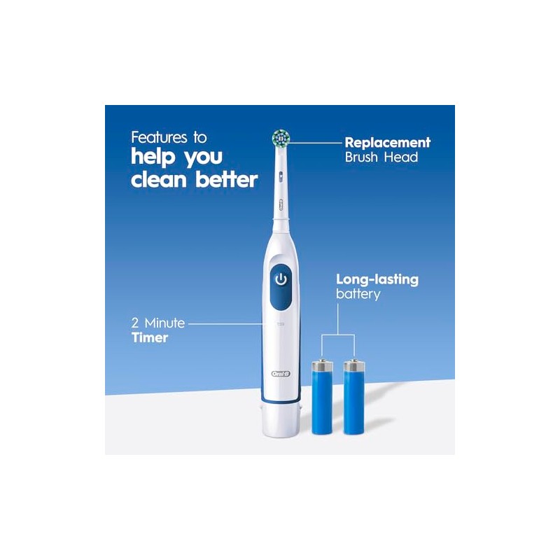 Oral-B Pro 100 3D White, Battery Toothbrush, White