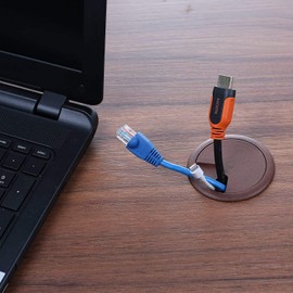 sossai® Cable grommet KDM2 (1 piece) | cable passage/desk duct for desks, office and worktops | colour: brown | diameter: 80 mm | material: plastic