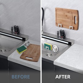 EIXENCOSI 2Pcs Sponge Holder for Kitchen Sink,SUS304 Stainless Steel Waterproof Strong Sink Sponge Holder,Adhesive Hanging, Suitable for Kitchen Brush, Dish Rag, Gloves, Anti-Rust Coating