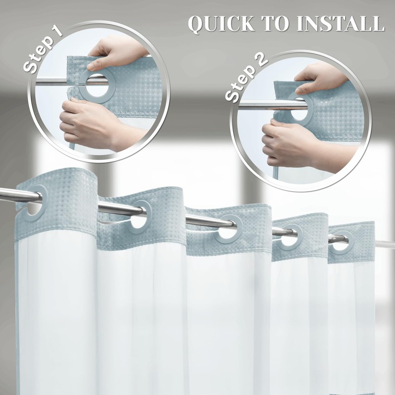 SORTTO No Hook Shower Curtain with Snap in Liner Set