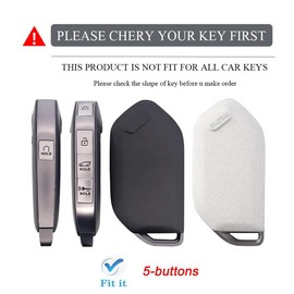 Heavy Key Fob Cover for kia, Key Fob Case Protector Accessories Fits for 2023 2024 2025 Kia Telluride Sorento K4 K5 GT-Line Carnival 5 Buttons Smart Key (Silver)