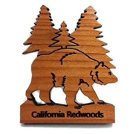 Bear Tree Wood Refrigerator Magnet California Redwood Made in USA Handmade