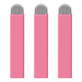 Pack of 50 Disposable Pink Microblading 0.15 mm Nano Needles Perfect for Hair Strokes Eyebrows Thinnest Needles on the Market (18U)