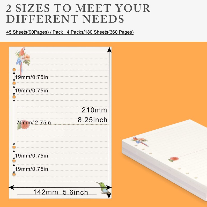 Simpolor A5 Refill Pads, 4 Pack of Refill Paper 160