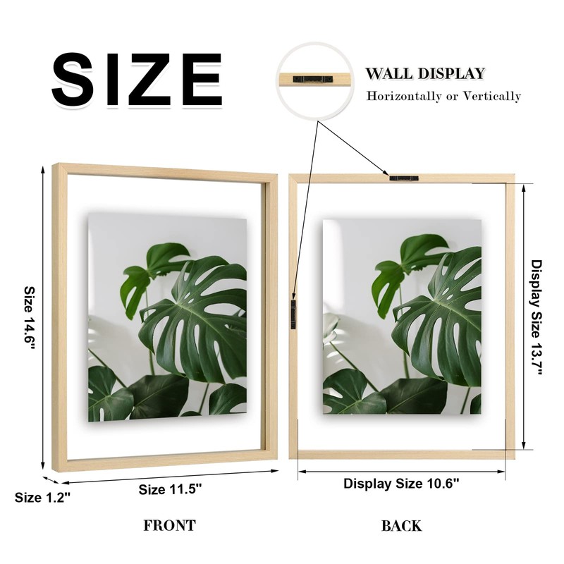 Egofine 11x14 Floating Frames Set of 2, Double Plexiglass Picture