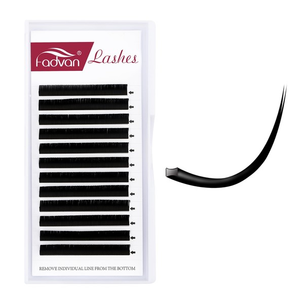 FADVAN Flat Lashes, 0.20D Curl Eyelash Extension, 1:1, Ellipse Flat