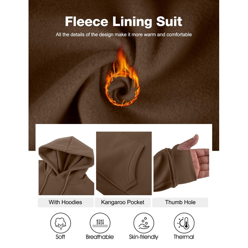 Flygo Womens Fleece 2 Piece Outfits Sweatsuit Crop Pullover Sweatshirt