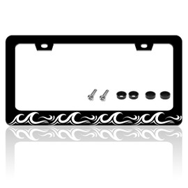 Ocean Waves License Plate Frame Funny for Front and Rear Car Tags Stainless Steel License Plate Holder Funny Car Decoration with Screws 6.3 X 12.2 in