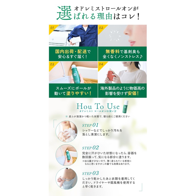 Odremist Roll-On 1.4 fl oz (40 ml) Made in Japan